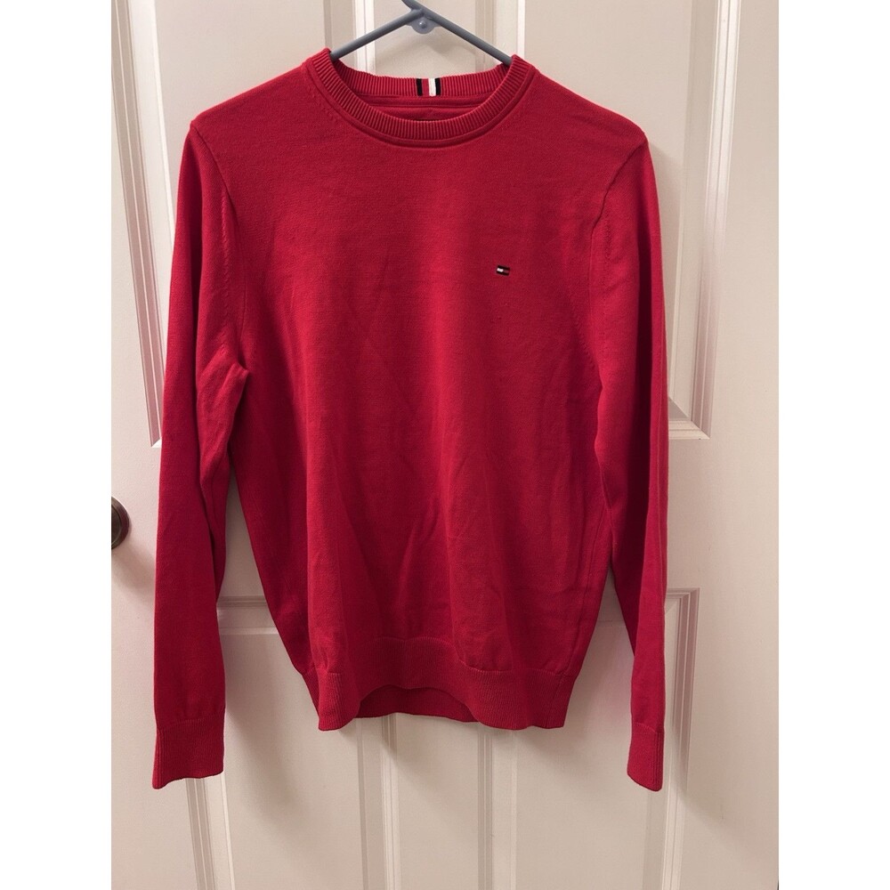 Tommy Hilfiger Men's Size S Small Red Pull Over Crew Neck Sweater